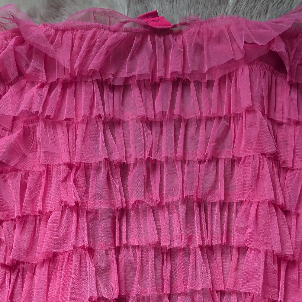 EUC Torrid x Betsey Johnson Pink Mesh Ruffle Tiered Kimono - Picture 16 of 16
